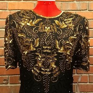 Sz S vintage Mark & John black silk dress